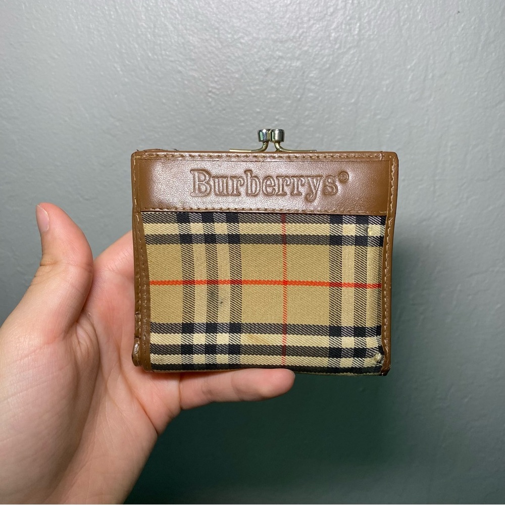 BURBERRY Leather-Trimmed Check Wallet